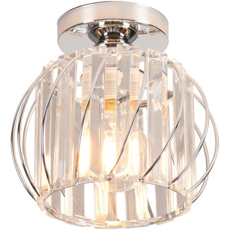royaluxe- Plafonnier En Verre Lampe De Plafond En Cristal Lustre Moderne Argent Plafonnier Créatif E27 Pour Couloir Bureau Cuisine Balcon Salon