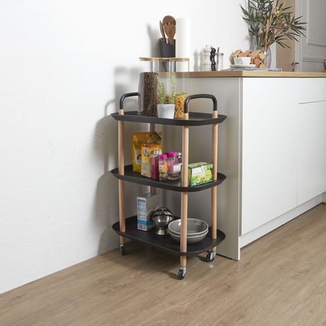 Desserte - HOME DECO FACTORY - KALEO - Moderne - Pratique - Noir et marron (1/3)
