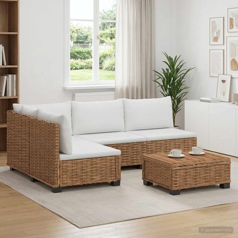 vidaXL 5 uds. Conjunto de Lounge de Ratán con Cojines GENDT Natural (1/5)