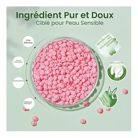 Wax Heater Epilation Waxing Kit Pearl Spatulas Treatment Oils Silicone Bowl Wax Warmer Legs Armpits Faces Eyebrows Pink (1/4)