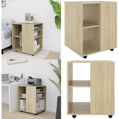 Mobiletto con Ruote Rovere Sonoma 60x53x72 cm Legno Multistrato - Mobiletto in legno - Mobiletto con ruote rovere