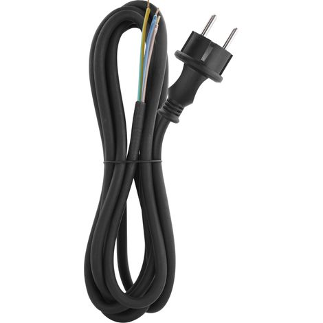 EMOS Cavo di Collegamento in Gomma, 3 m, per Carichi Meccanici Elevati, Schuko, 3 x 1,5 mm2, H07RN-F/Neoprene, Nero (1/5)