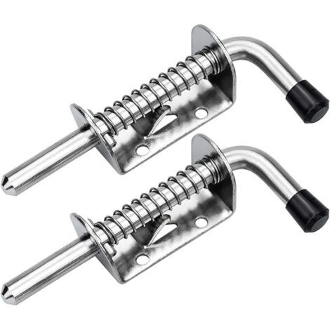 Lot de 2 loquets à ressort en acier inoxydable 304 – Dimensions 10 x 128 mm – Résistance à la corrosion pour portes de garage et jardin