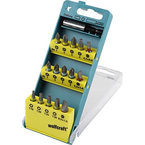 Wolfcraft Set di 15 inserti Solid + adattatore magnetico, 25 mm - 2400000 (1/3)
