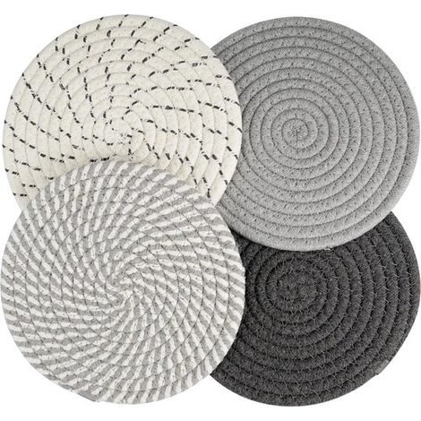 Set di tagliaverdure - Resistente al calore - Adatto per la cucina - Set da 4 pezzi - Grigio - Filo di cotone (1/5)
