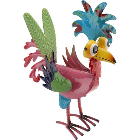 Statue de coq en métal, Sculpture de cour artistique colorée, décoration élégante, ornement de jardin pour allée, Patio, pelouse (1/5)