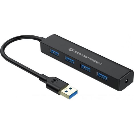 CONCEPTRONIC USB-Hub 4-Port 3.0 - 4x3.0 o.Netzteil sw