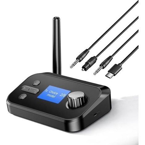 Ak3046G Ultra Emetteur Bluetooth Pour Tv, Adaptateur Bluetooth Chaine Hi-Fi, Transmetteur Récepteur Audio Bluetooth Avec Opti (1/4)