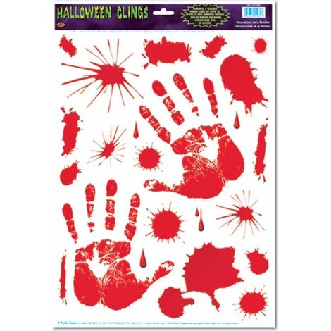 Autocollant de fenêtre Halloween - Motif mains ensanglantées - Décoration de vitre - Accessoire d'Halloween (1/5)