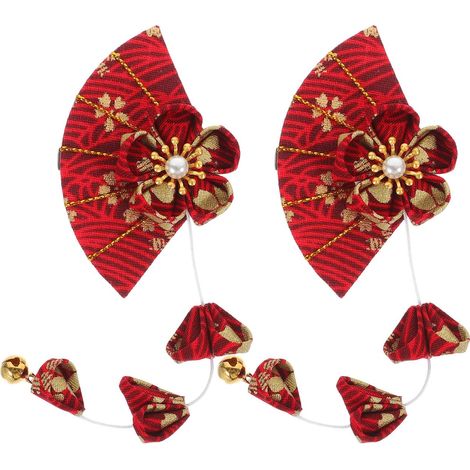 Dekorative Haarspange Polyester im Japanischen Stil mit Glöckchen Blumenform Haarklammer für Mädchen zur Abschlussatmosphäre bei Tanzpartys und Reisen (1/5)