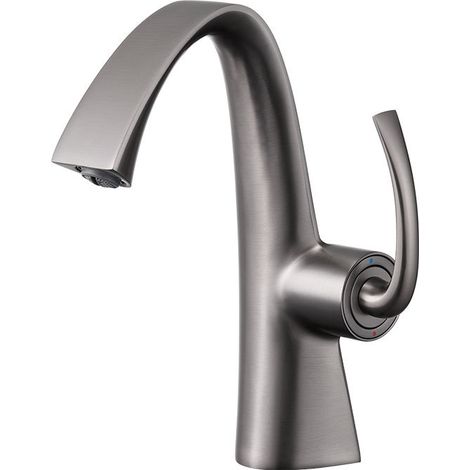 Grifo para lavabo de cobre con cartucho cerámico, diseño de baño moderno, color gris antracita. (1/5)