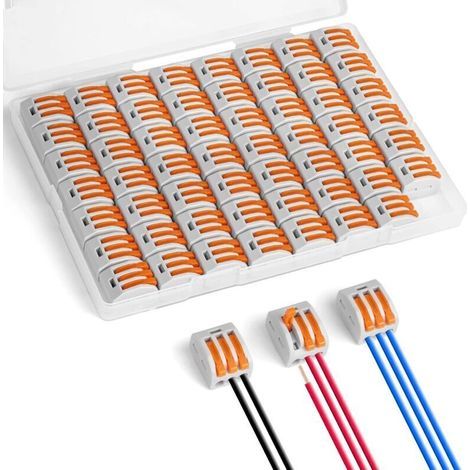 Bornes de Connexion, 55PCS 3 Entrées Connecteur Électriques Rapide de Fil, Électrique Connecteurs D'épissag Automatique à Levier-écrou pour Circuit en Ligne 28-12 AWG, PA/PC Ignifuge (1/4)