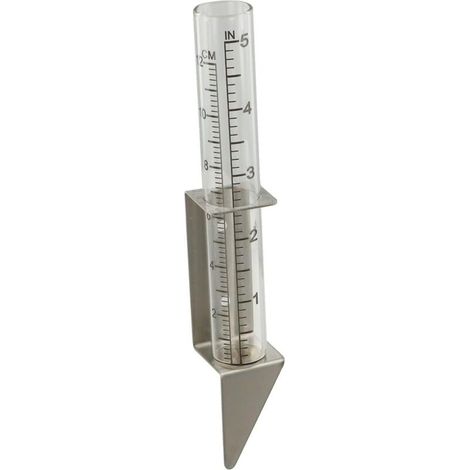 Bardusch - Pluviomètre en tube de verre de 12,7 cm avec support de montage en acier inoxydable pour une utilisation en extérieur et une lecture facile (1/5)