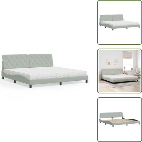 Cama de dormitorio - vidaXL Cama con colchón terciopelo gris claro 200x200 cm - Colchón de PU