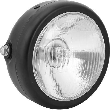 Optique Rétro Noir Coque Alliage Lentille Blanche Ronde Phare Avant Moto pour CG125 GN125 (1/3)