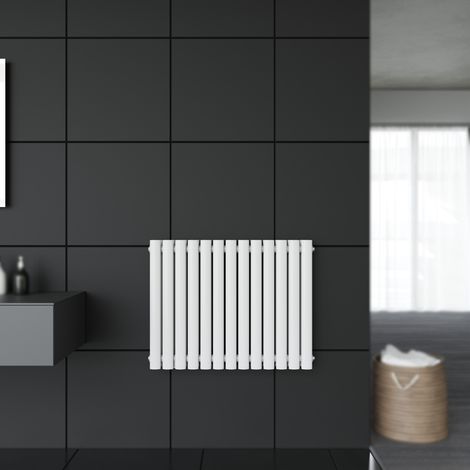 SONNI Design Paneelheizkörper Röhren 600x767mm Weiß Doppellagig Badezimmer/Wohnraum Horizontal Heizkörper Seitenanschluss Badheizkörper Radiator (1/5)