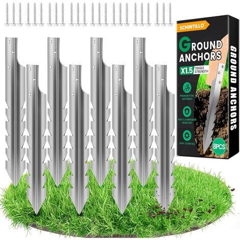 Ancrages au Sol pour Balançoire Piquet Cloture Ancrage, 8x42cm Acier de 3 mm D'épaisseur, Galvanisé à Chaud 60 µm, Bords Dentelés Améliorés, Résistance à la Traction 1,5 Fois Supérieure (1/5)