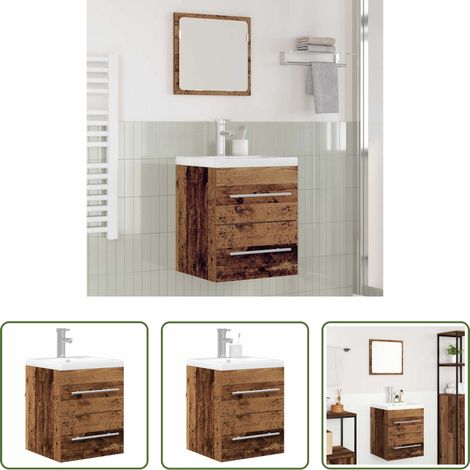 vidaXL Rangement mural - Meuble de Lavabo de Salle de Bain Bois Ancien 41 x 38,5 x 48 cm (1/5)