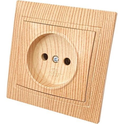 AC wall switch, European standard, wood-effect plastic control panel (1 socket without earthing) (1/5)