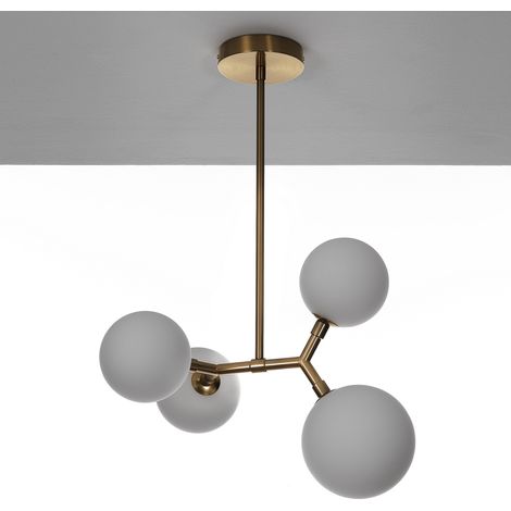 Lampadario in acciaio verniciato ottone cm. L.40 P.32 H.65