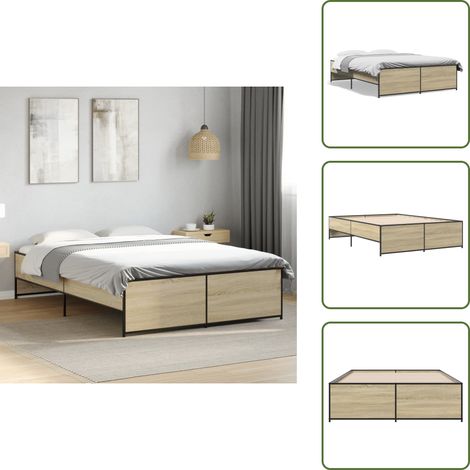 The Living Store Cadre de lit sans matelas chêne sonoma 120x190 cm - Cadre De Lit - Lit Double - Lit En Bois - Lit Design - Literie