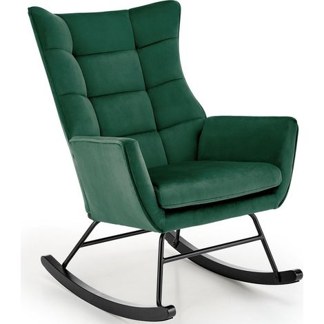 Rocking-chair design en velours vert avec accoudoirs Market (1/5)