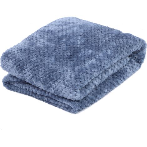 Couverture douce en fibre de polyester pour chambre à coucher, idéale pour la climatisation et la décoration, bleue, 120 x 200 cm (1/5)