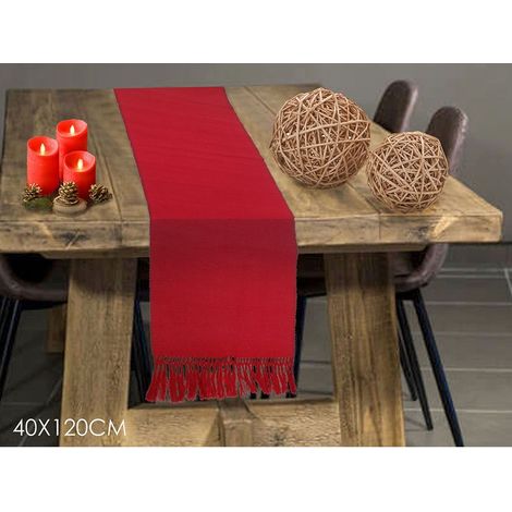 Runner rosso cm 120x40 per decorazioni di natale da addobbi tavola di casa (1/5)