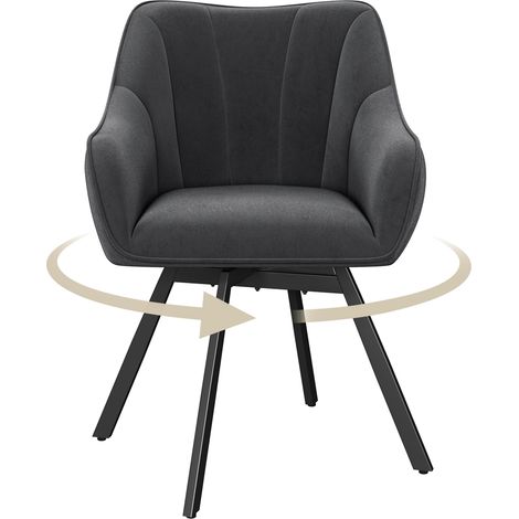 Homevive Silla de Comedor de Terciopelo con Reposabrazos Respaldo Sillón Auxiliar Moderno con Asiento Giratorio para Cocina Salón, Gris Oscuro