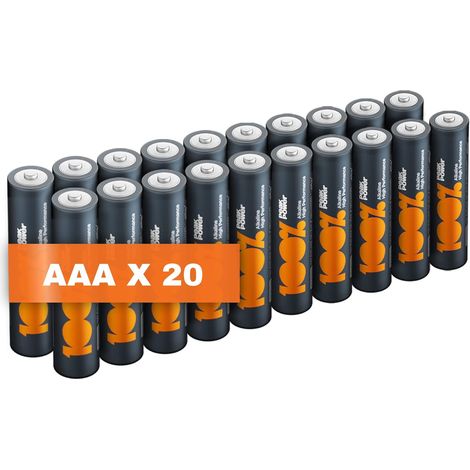 Piles AAA Lot de 20
 -Batteries LR3 Alcaline 1,5V - 100%Peakpower (1/5)