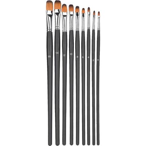 Pinceaux Artistiques 9 Pièces Long Manche Nylon pour Gouache Aquarelle Huile Acrylique (1/5)