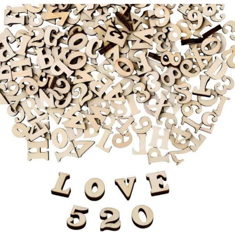 400 Pcs Lettres en Bois et Numéros en Bois, Alphabet et chiffres en Bois pour Non Peints Bricolage Décorations, Let PLAQUE DE PORTE (1/4)
