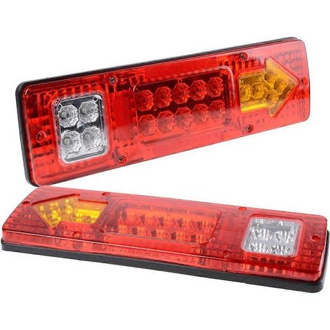 Feux arrière de remorque à DEL RV 19, clignotants intégrés rouge, blanc et orange, pour VTT et camion (12 V), lot de 2 (1/5)