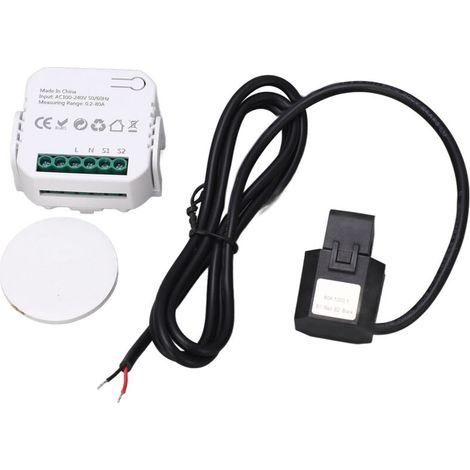 Compteur d’énergie intelligent Wi-Fi monophasé avec pince de mesure, 100–240 V noir – Précis, connecté et facile à installer (1/5)