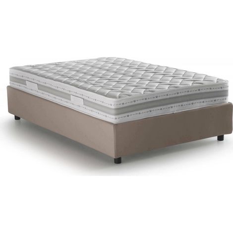 Talamo Italia Cama de plaza y media Rebecca, Cama contenedor con revestimiento de tela, 100% Made in Italy, Apertura frontal, con colchón 120x200 cm incluido, Tórtola, con embalaje reforzado