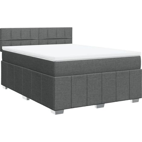 Maison Exclusive - Giroletto a Molle con Materasso Grigio Scuro 160x200 cm Tessuto