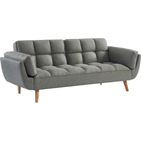 Divano letto 3 posti clic-clac in Tessuto Grigio chiné - LOELINE (1/4)