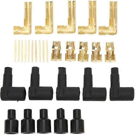 Gaines de bobine d'allumage, 30 pièces par paquet, bornes de gaine de faisceau de bobine de bougie d'allumage en caoutchouc noir, compatibles avec 6 fils. (1/4)