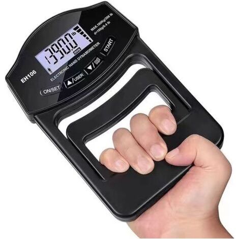 Dynamomètre numérique à main - 180 kg - Intelligent et sensible - Prise en main - Grand écran LED avec câble de charge USB - Noir (1/5)