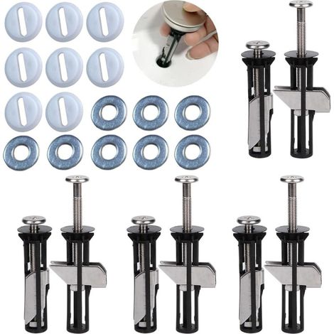 Beyamis Kit de boulons pour abattant de WC, vis, système de fixation rapide, installation facile - Kit de pièces de rechange pour abattant de WC, accessoires d'entretien et de fixation (1/5)