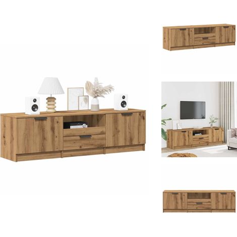 Meuble TV chêne artisanal 140x35x40 cm bois d'ingénierie - Meuble TV - Meubles TV - Banc TV - Buffet TV (1/5)
