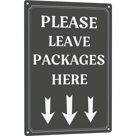 Plaque « Veuillez déposer les colis ici » avec flèches – Signalétique de livraison pour extérieur 30x20 cm (1/5)
