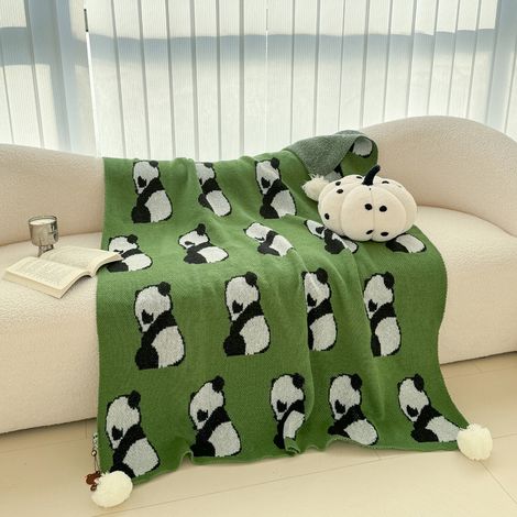 Plaid panda vert effet cachemire, 100 x 130 cm (1/3)