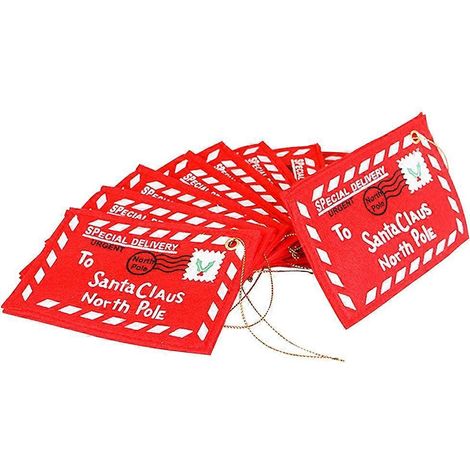 10 ornements suspendus en enveloppe non tissée rouge pour sapin de Noël et décoration de fête de Noël (rouge)-10pcs-Red