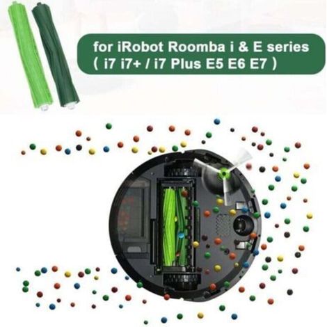 2 Brosses Multisurfaces en Caoutchouc pour iRobot i7 i7+ / i7 Plus i8 i8 Plus E5 E6 Aspirateur Robot, Pièces de Rechange de Rouleau pour Roomba Série E & I