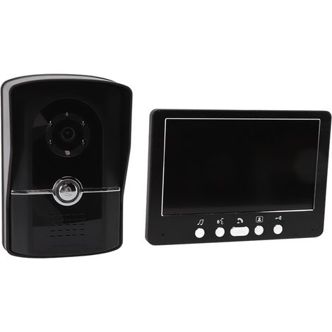Sonnette vidéo HD avec écran, 6 langues, 16 sonneries, interphone vidéo 2 unités avec coque anti-pluie, alimentation AC100V-240V, prise US (1/5)