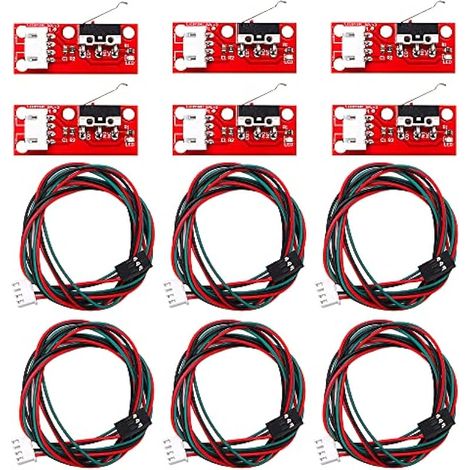 6 Pièces RAMPS 1.4 Interrupteur de Fin de Course Mécanique, Butées Mécaniques pour Imprimante 3D avec Câble, Compatible avec Arduino Mega 2560 RAMPS 1.4 (1/4)