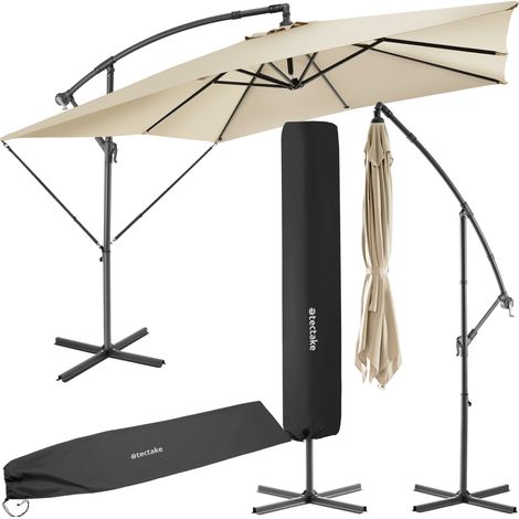 Parasol avec manivelle 2,5x2,5m inclinaison réglable en continu beige (1/5)