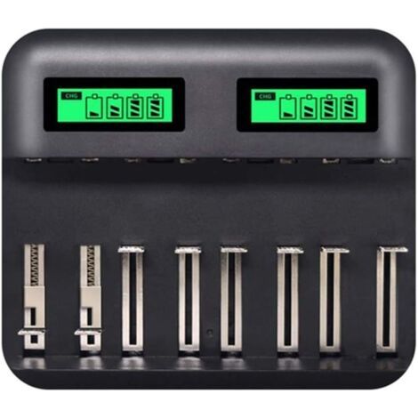 Chargeur de Piles Rapide Chargeur Intelligent avec Ecran LCD Claire Rétro-éclairé pour Piles Rechargeables AA/AAA (1/5)