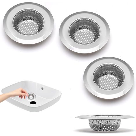 4 Pièces Filtre Evier Cuisine, Diamètre Extérieur 9 cm, Filtre Lavabo Argenté, Filtre Douche Cheveux en Acier Inoxydable, Convient aux éviers de Cuisine Et Lavabos de Salle de Bain (1/5)
